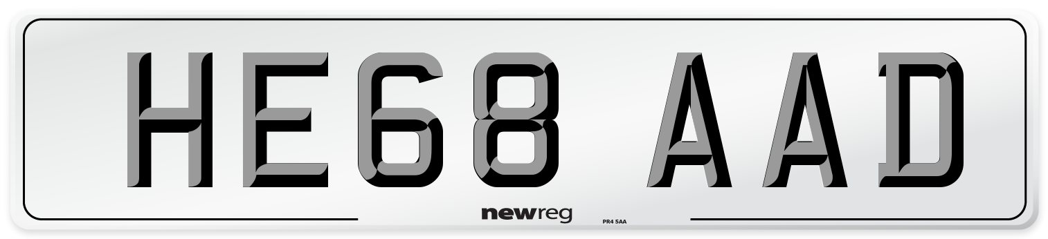 HE68 AAD Number Plate from New Reg
